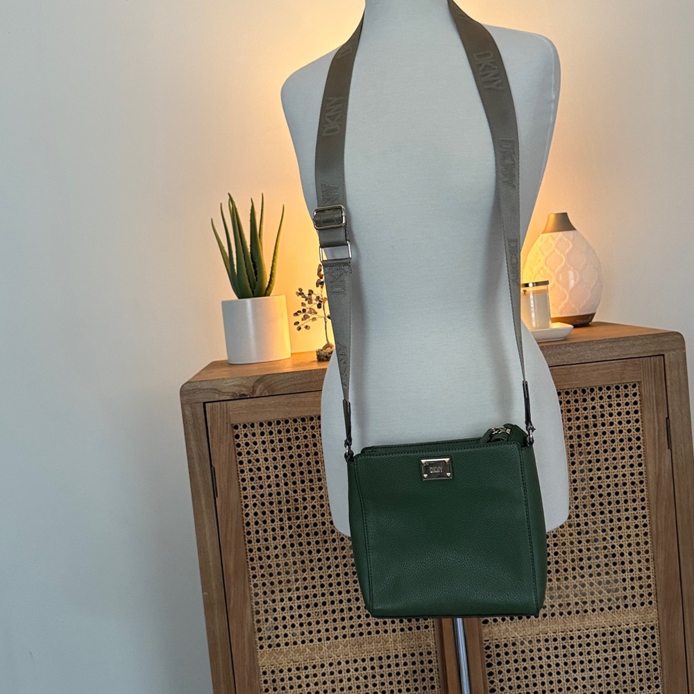 DKNY Forest Green Leather Crossbody